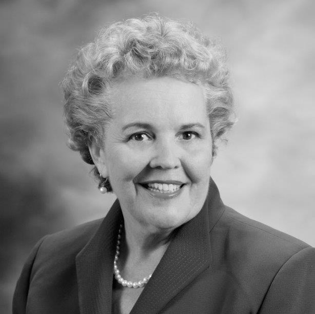 Black and white professional portrait of Patti Atkins.