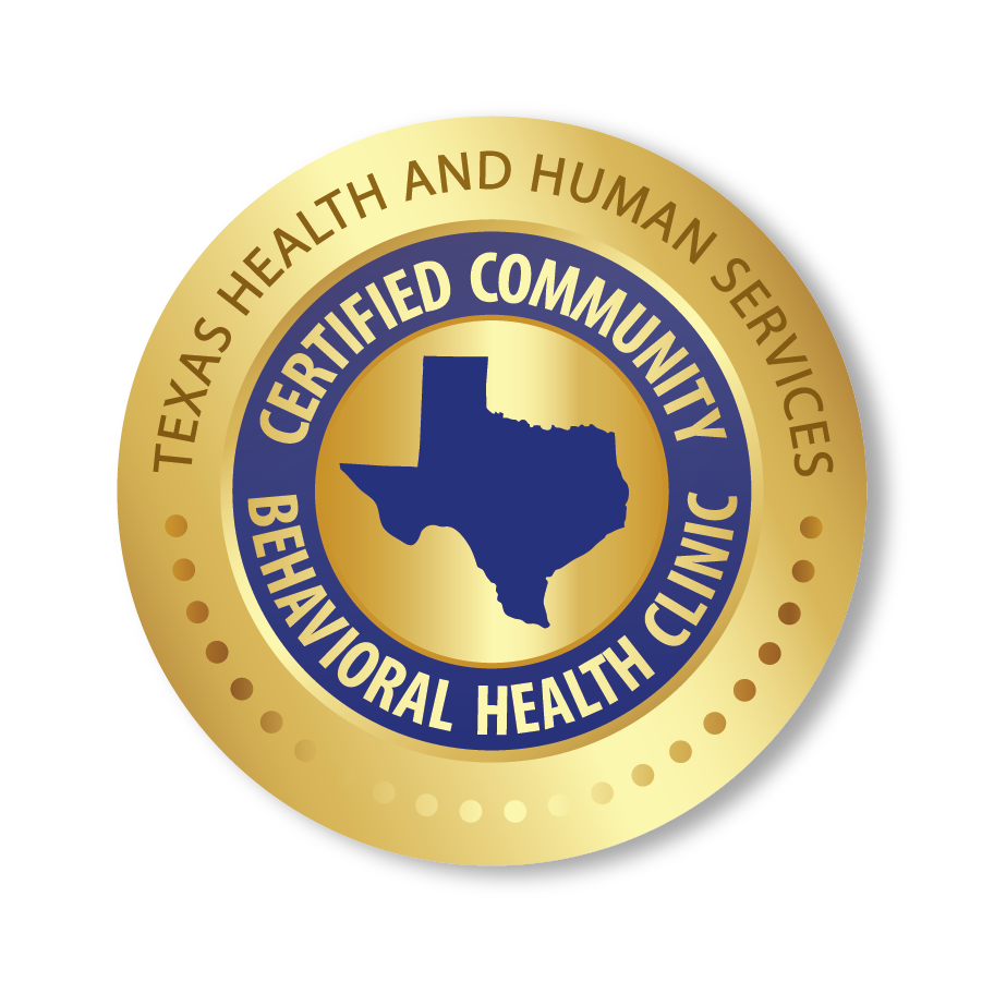 Texas Health and Human Services Certified Community Behavioral Health Clinic logo/emblem.